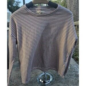 Madewell Knit Sweater Top Blouse Women Sz S Pink White Stripe Outdoor